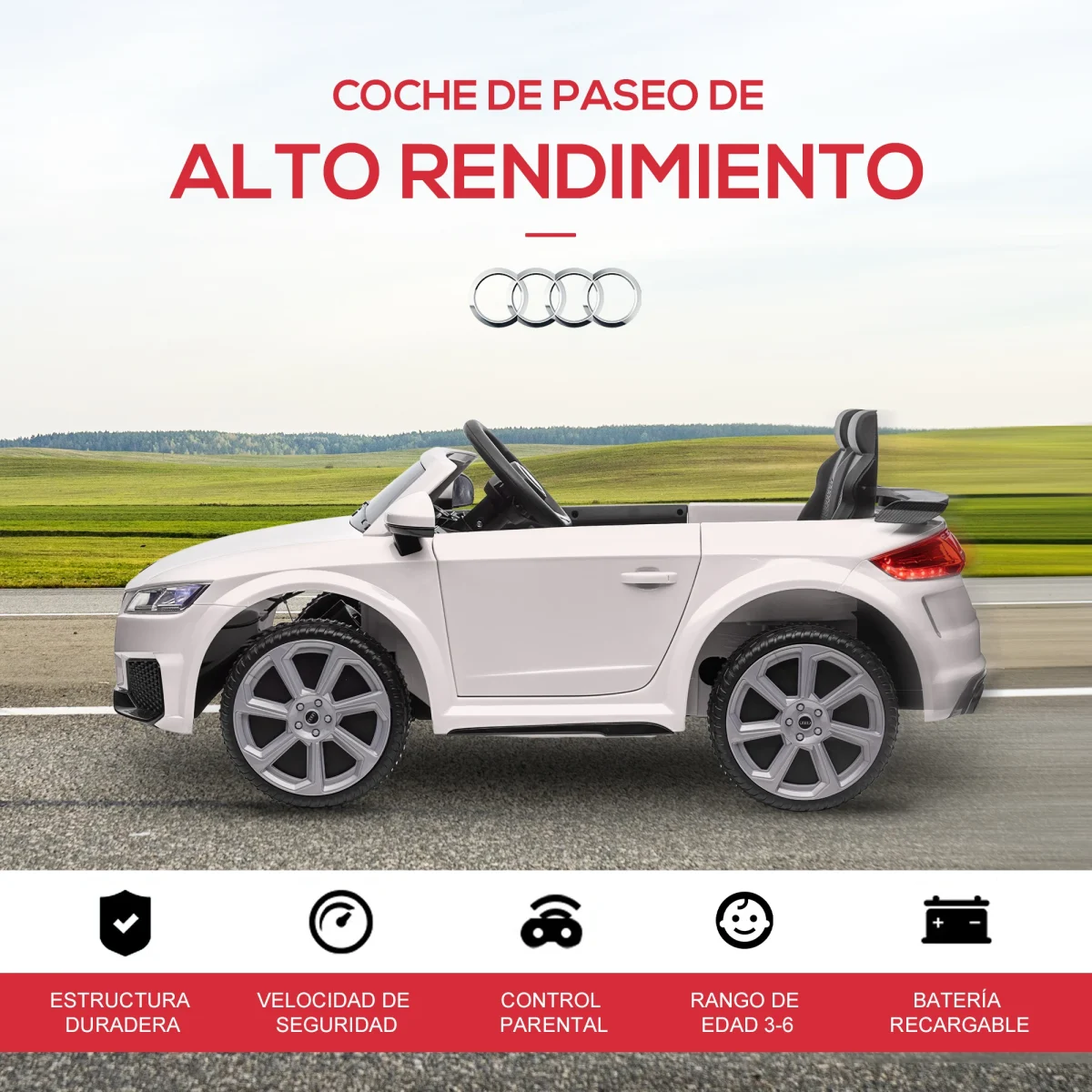 HOMCOM Акумулаторна кола за деца 3+ г. Audi TT Electric - Image 9
