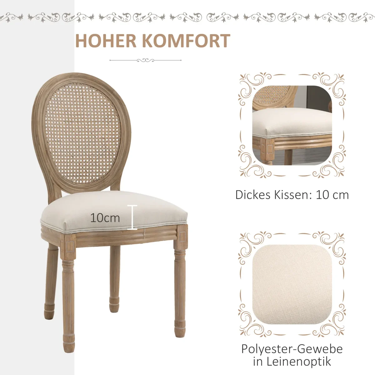 HOMCOM комплект от 2 кухненски стола, тапицирани - Image 8