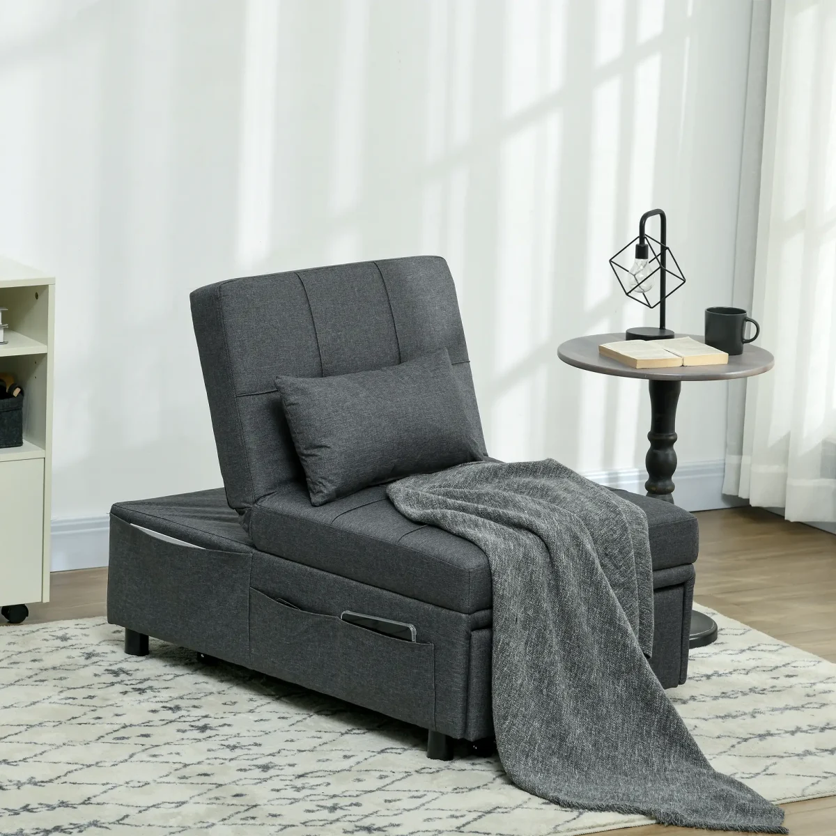 Разтегателен фотьойл Homcom, 3 в 1, регулируем, сив - Image 11