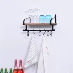 HOMCOM 21x48cm стенен рафт и релса с 8 куки - Image 2