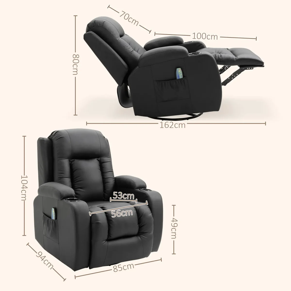 Масажен стол HOMCOM, релакс стол, функция за люлеене - Image 3