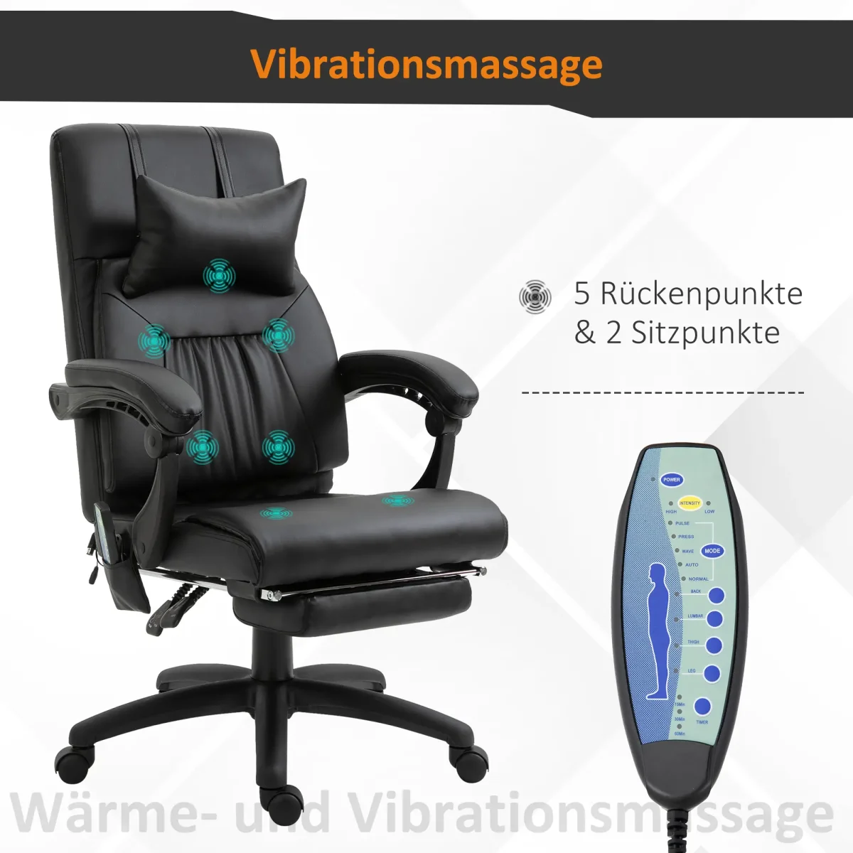 Масажен стол Vinsetto Executive, стол с функция за масаж - Image 2