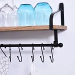 HOMCOM 21x48cm стенен рафт и релса с 8 куки - Image 4