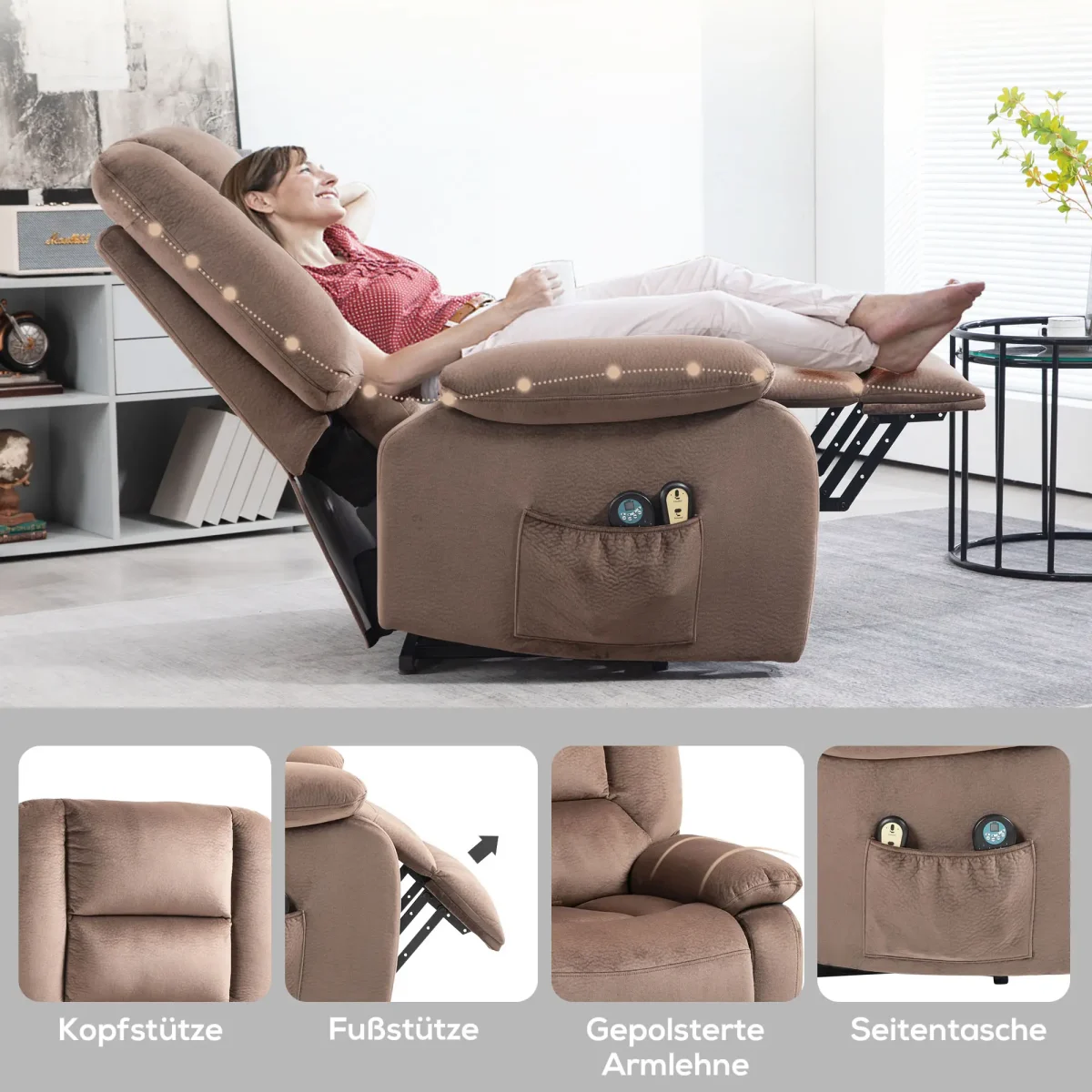 HOMCOM Повдигащ се стол с функция за масаж, 90x93x110 см - Image 6