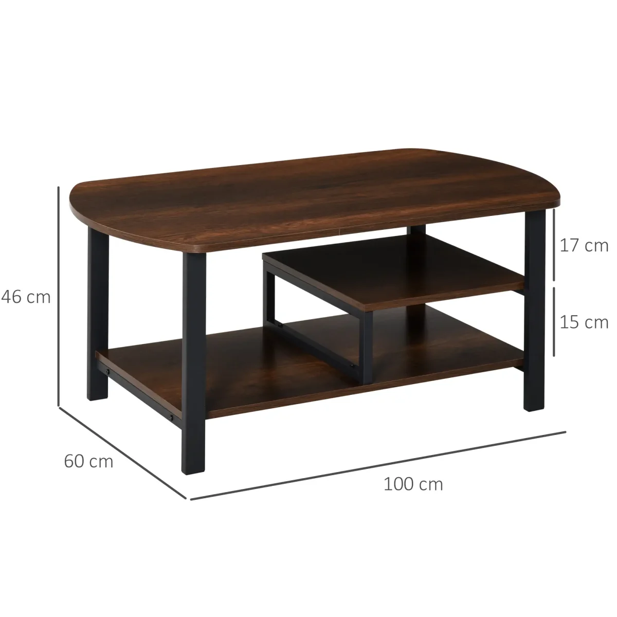 Холна маса HOMCOM, с рафтове 100L x 60W x 46H cm - Image 4