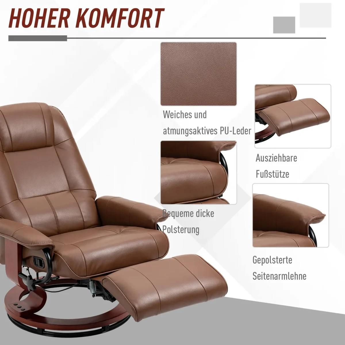 Стол реклайнер HOMCOM, наклон 145°, регулируема поставка - Image 7