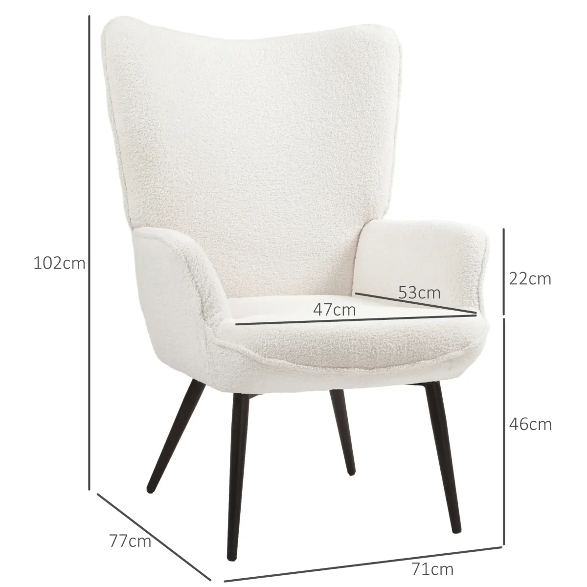 Релаксиращ стол HOMCOM модерен дизайн, 71x77x102 см - Image 2