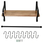 HOMCOM 21x48cm стенен рафт и релса с 8 куки - Image 5