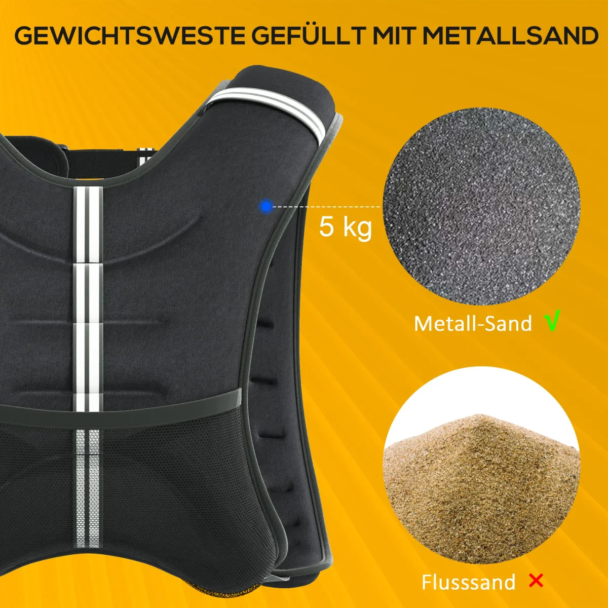HOMCOM жилетка с тежести 5 KG / 8 KG / 10 KG регулируема - Image 7