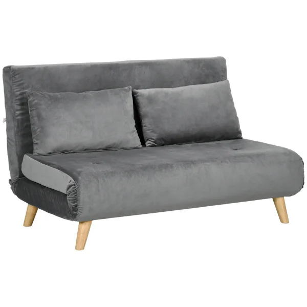 HOMCOM Разтегателен диван, 130 x 78 x 79 см, сив