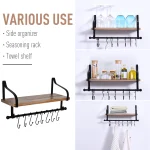 HOMCOM 21x48cm стенен рафт и релса с 8 куки - Image 6