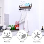 HOMCOM 21x48cm стенен рафт и релса с 8 куки - Image 7