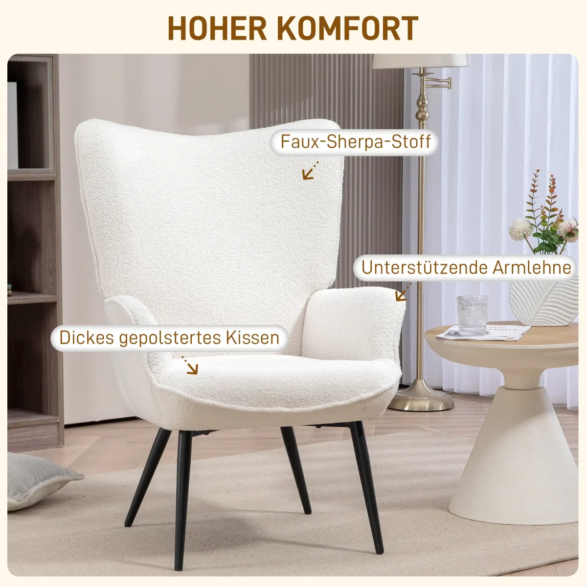 Релаксиращ стол HOMCOM модерен дизайн, 71x77x102 см - Image 3