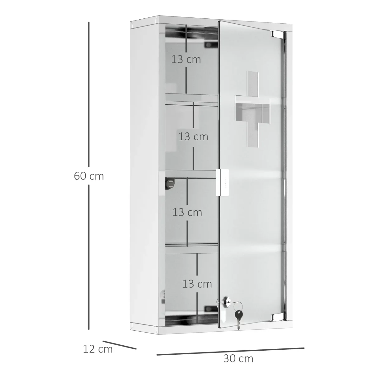 HOMCOM Медицински шкаф с ключалка за първа помощ - Image 7