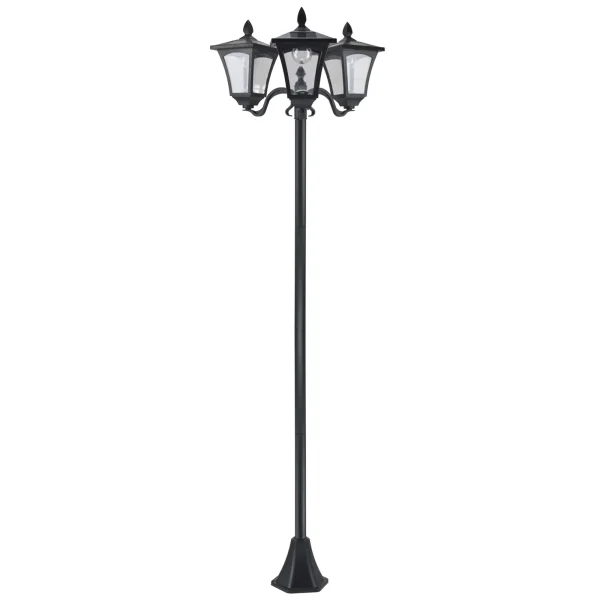 Outsunny Соларен градински фенер с 3 пламъка с LED