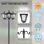 Outsunny Соларен градински фенер с 3 пламъка с LED - Image 8