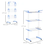 Сушилник за дрехи HOMCOM, 4 нива, 4 колела с 2 спирачки - Image 8