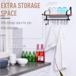 HOMCOM 21x48cm стенен рафт и релса с 8 куки - Image 9