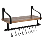 HOMCOM 21x48cm стенен рафт и релса с 8 куки