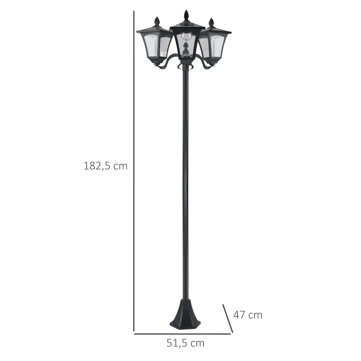 Outsunny Соларен градински фенер с 3 пламъка с LED - Image 9