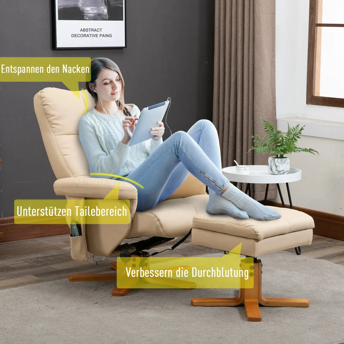 HOMCOM Масажен стол с табуретка за крака 80 x 86 x 99 cm - Image 9