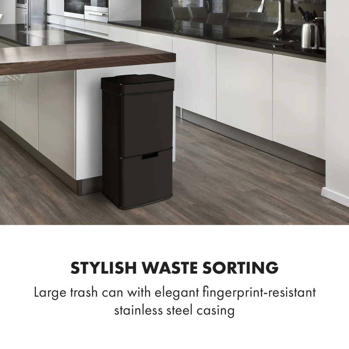 Кошче за отпадъци Touchless Black Stainless Steel - Image 2