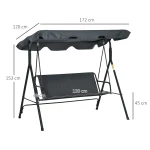 Outsunny 3-местна градинска люлка с подвижна възглавница - Image 6