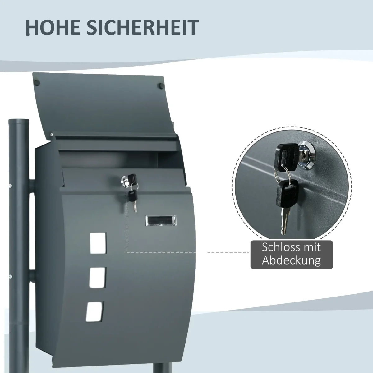 Пощенска кутия HOMCOM свободностояща, 44cmx15cmx114cm - Image 8