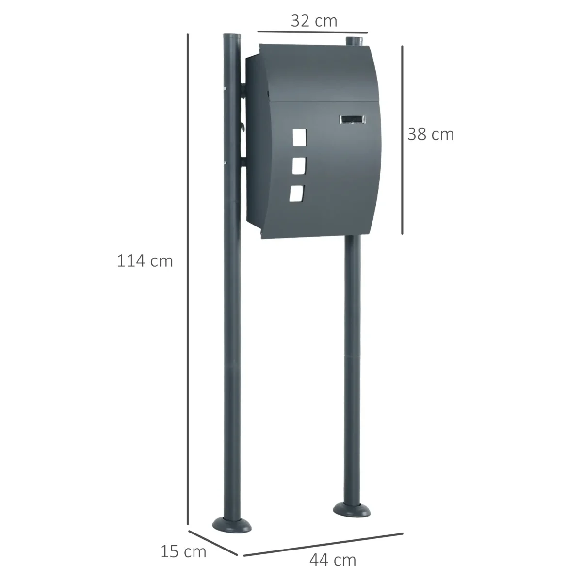 Пощенска кутия HOMCOM свободностояща, 44cmx15cmx114cm - Image 4