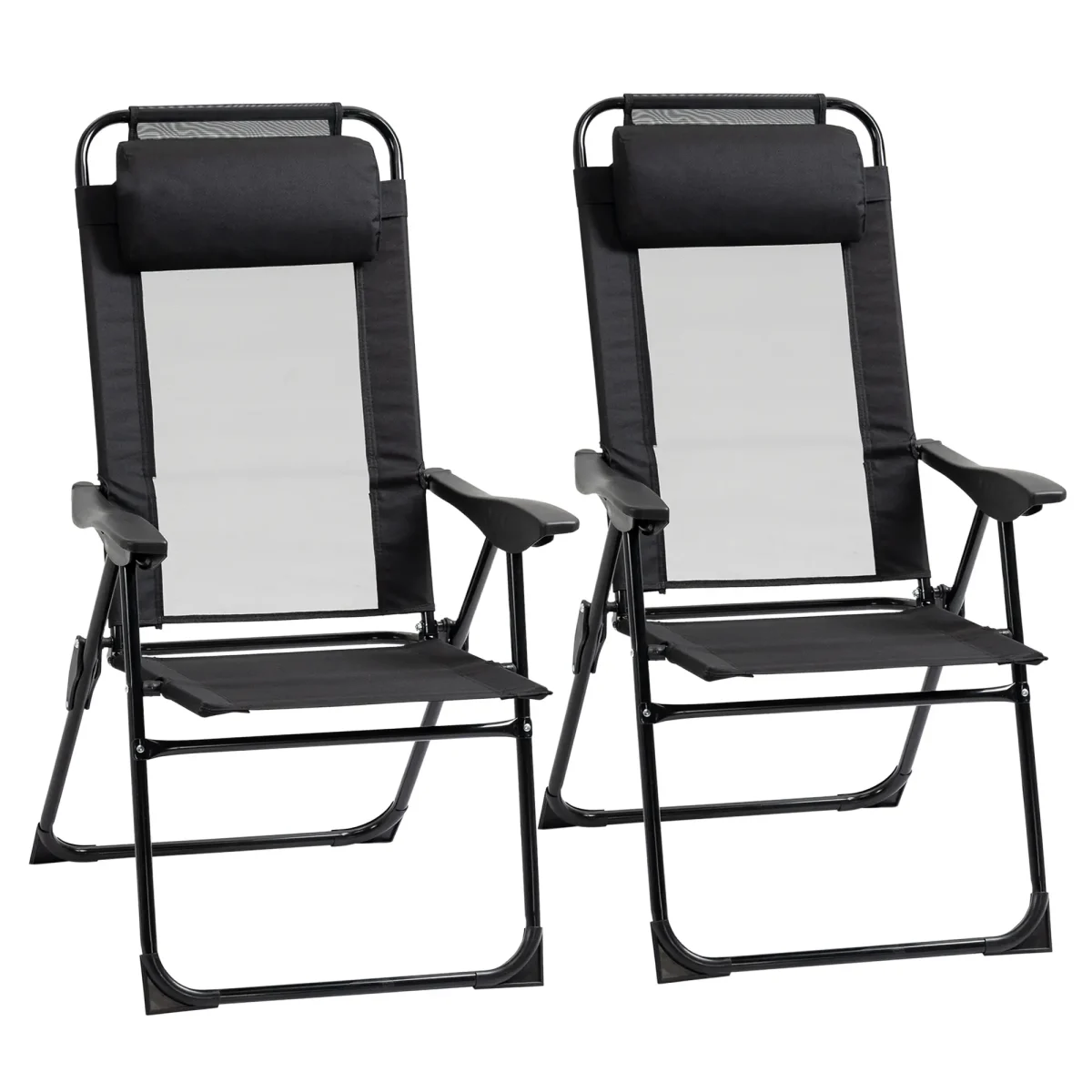 Комплект от 2 сгъваеми стола Outsunny, облегалка в 5 посоки - Image 1