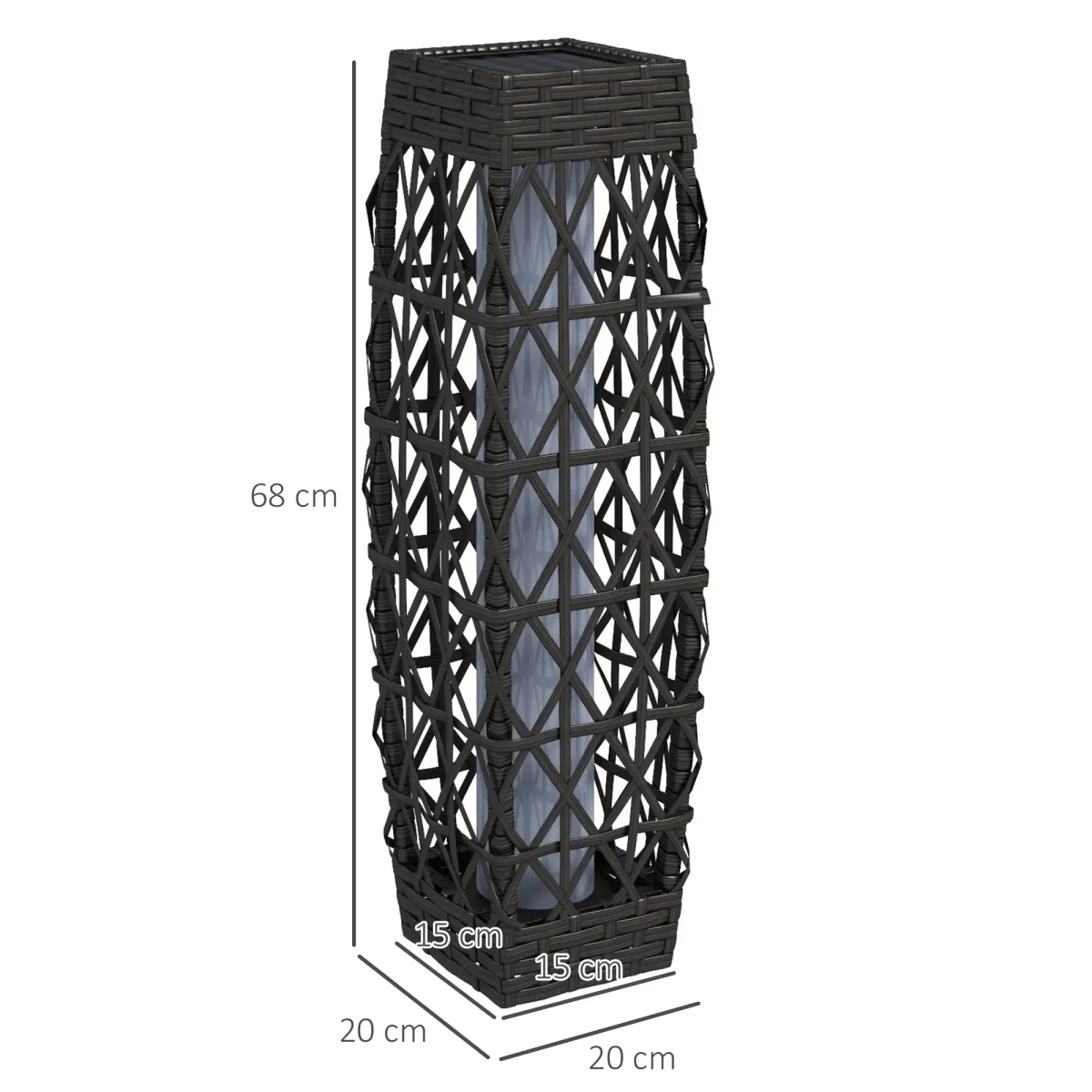 Външна соларна лампа от ратан Outsunny, LED 20 x 20 x 68 см - Image 4