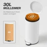 Кошче за боклук HOMCOM 30 л, кошче с педал - Image 5