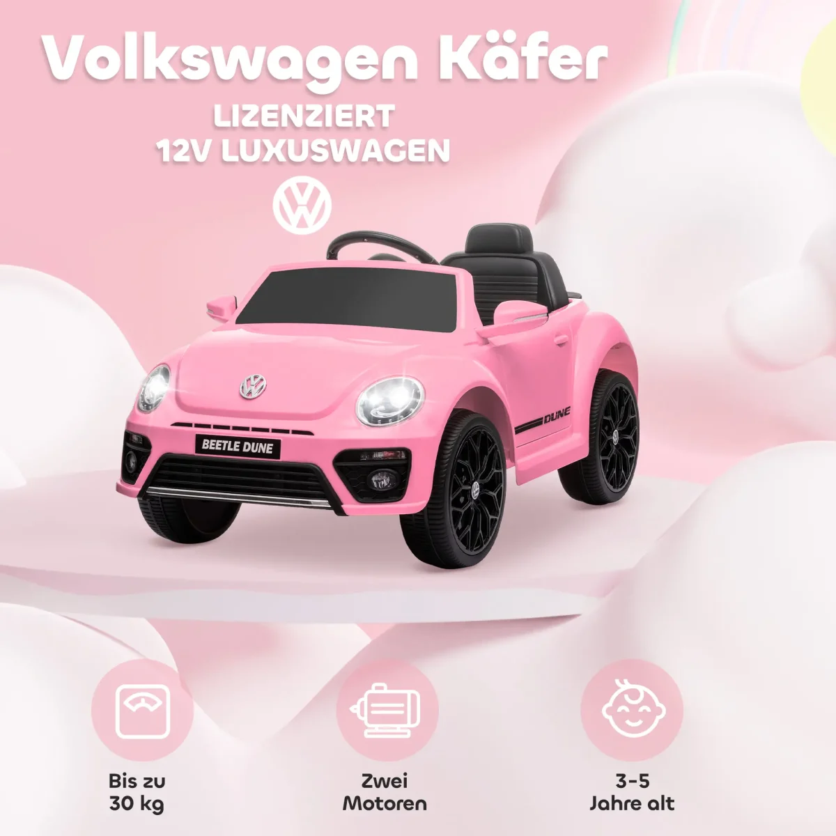 AIYAPLAY Електрическа количка, VW Beetle, 3-5 км/ч - Image 2