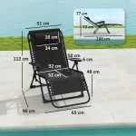 Сгъваем шезлонг Outsunny с облегалка за глава, до 120 кг - Image 3