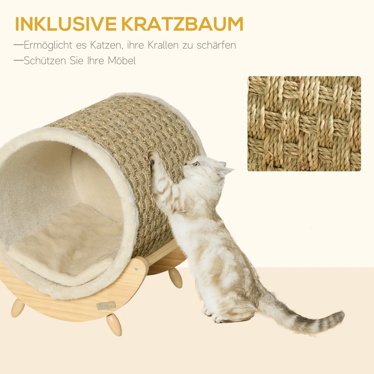 Котешка пещера PawHut, вкл възглавница, 41см x 38см x 43см - Image 3