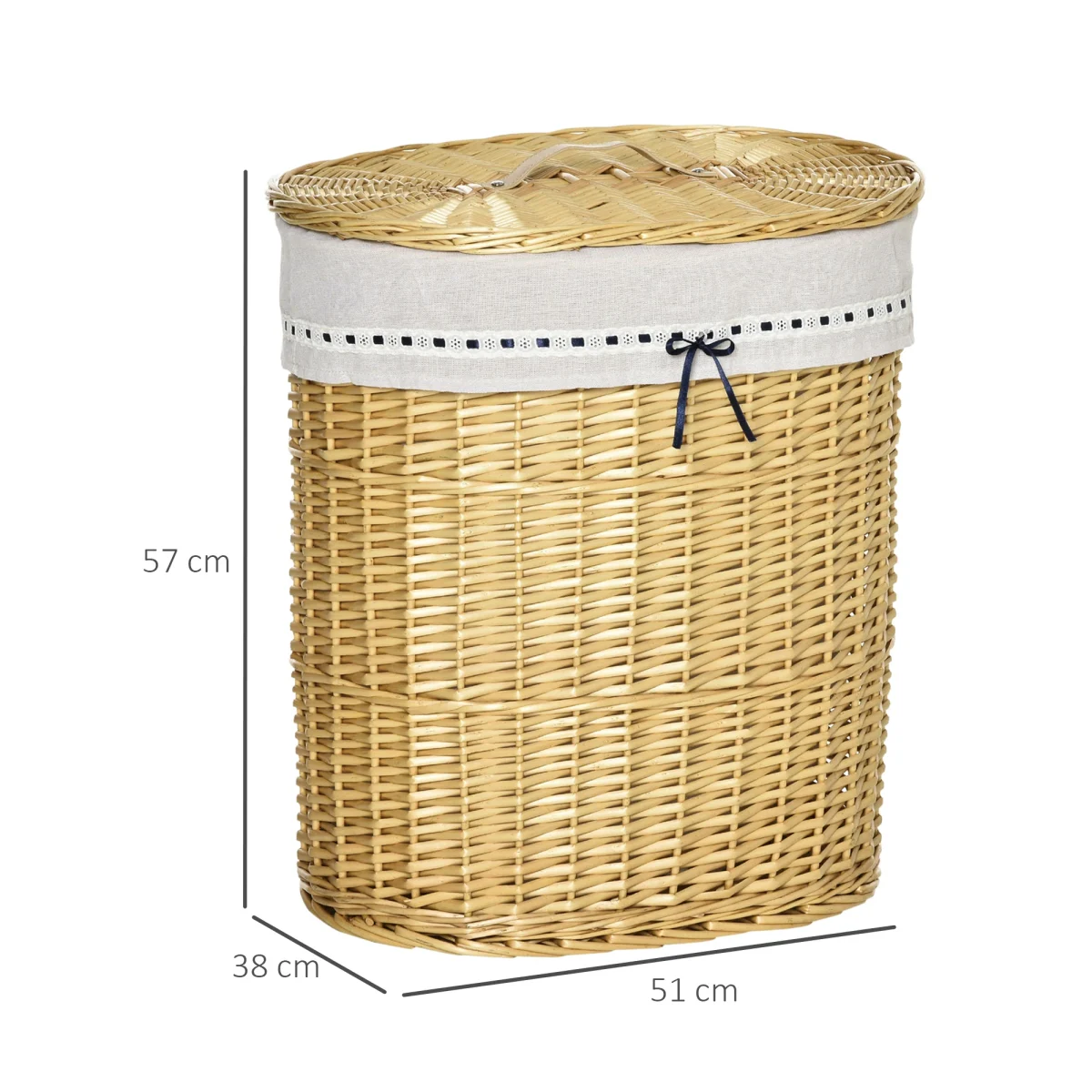 HOMCOM Кош за пране 100 л, 51 x 38 x 57 см - Image 2