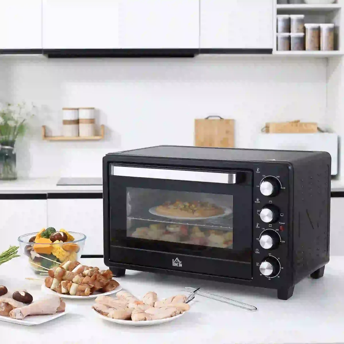Мини фурна HOMCOM, 1 тава за печене, 1 решетка за грил - Image 3
