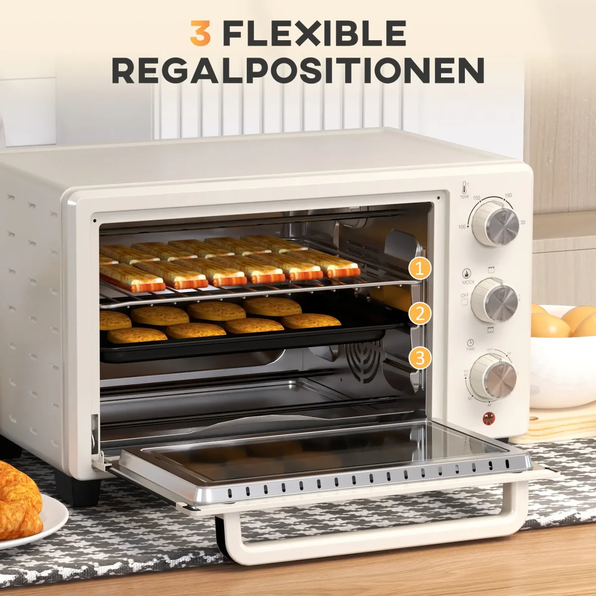 Мини фурна HOMCOM, 21л, 3 режима на готвене, 100°C-230°C - Image 5