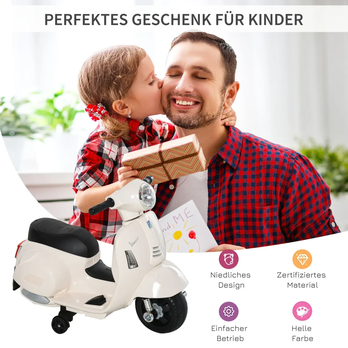 HOMCOM VESPA Детски акумулаторен мотоциклет 18-36мес - Image 3