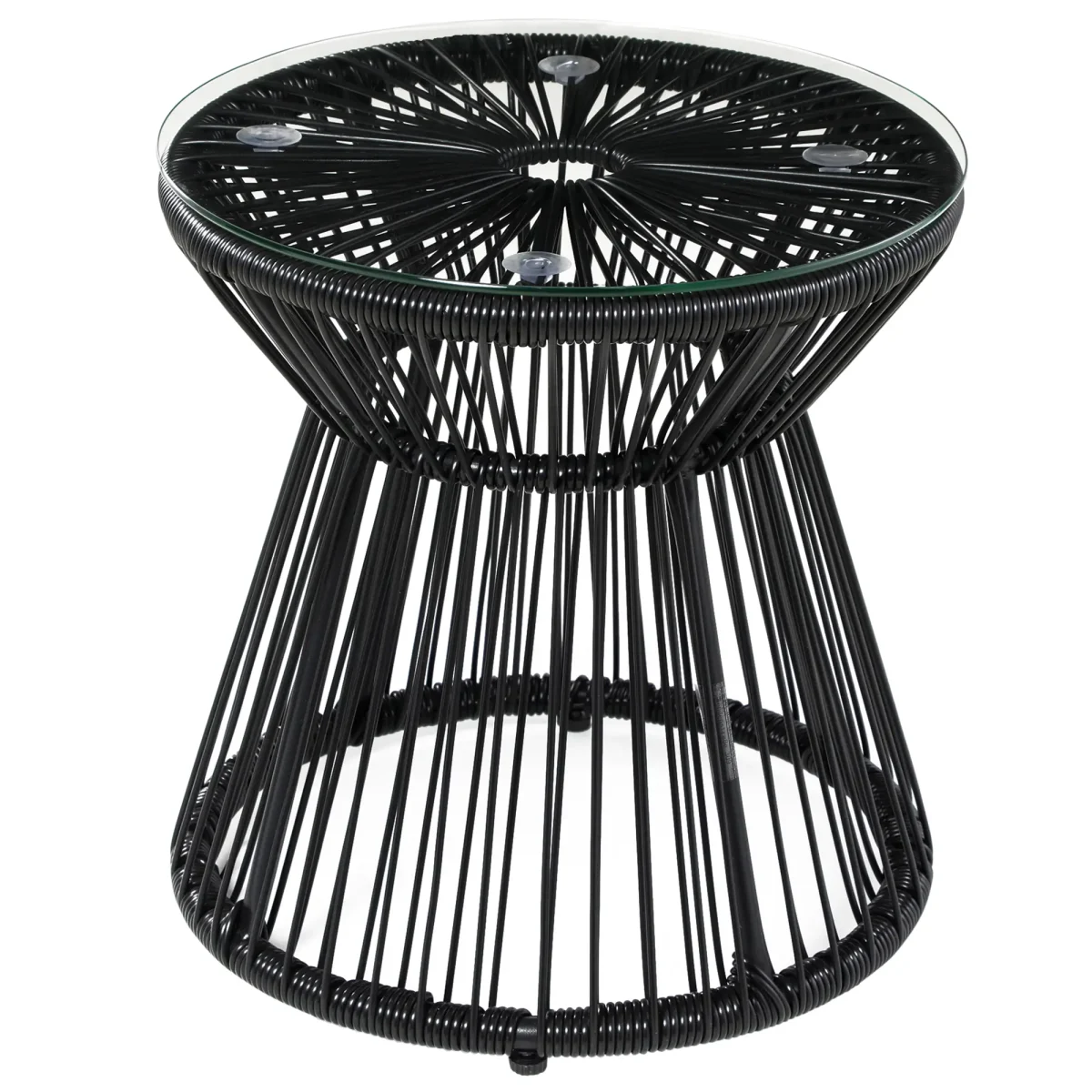 Outsunny Градинска маса от ратан, стъклен плот, PE ратан - Image 1