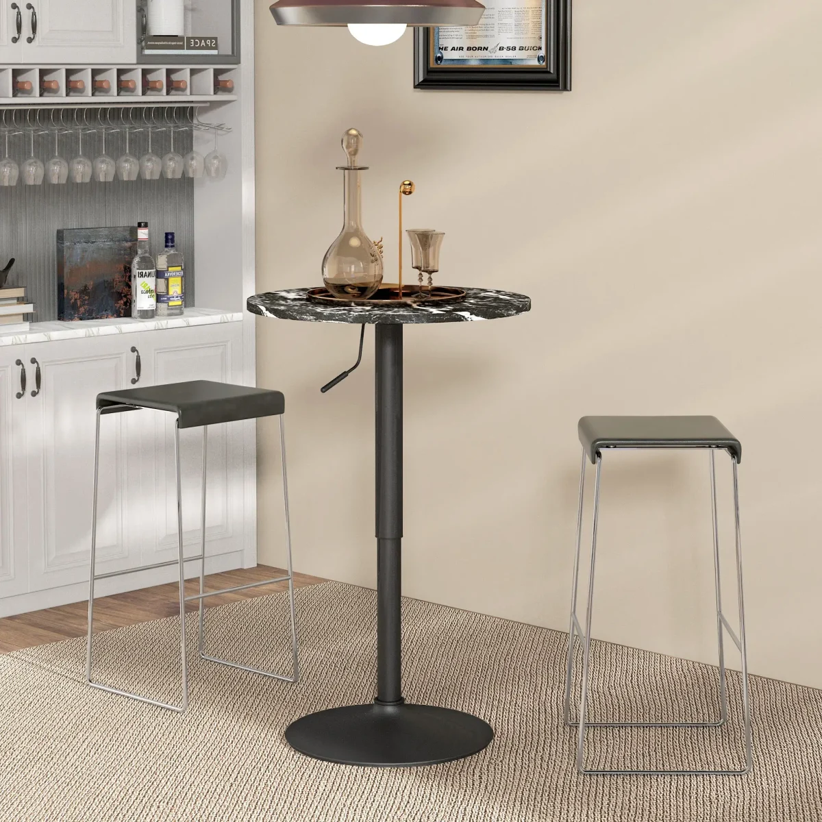 Бар маса HOMCOM за 2 души 60 x 60 x 68-93.5 см - Image 3