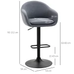 Бар стол HOMCOM с регулируема височина 54смx54смx112см - Image 6