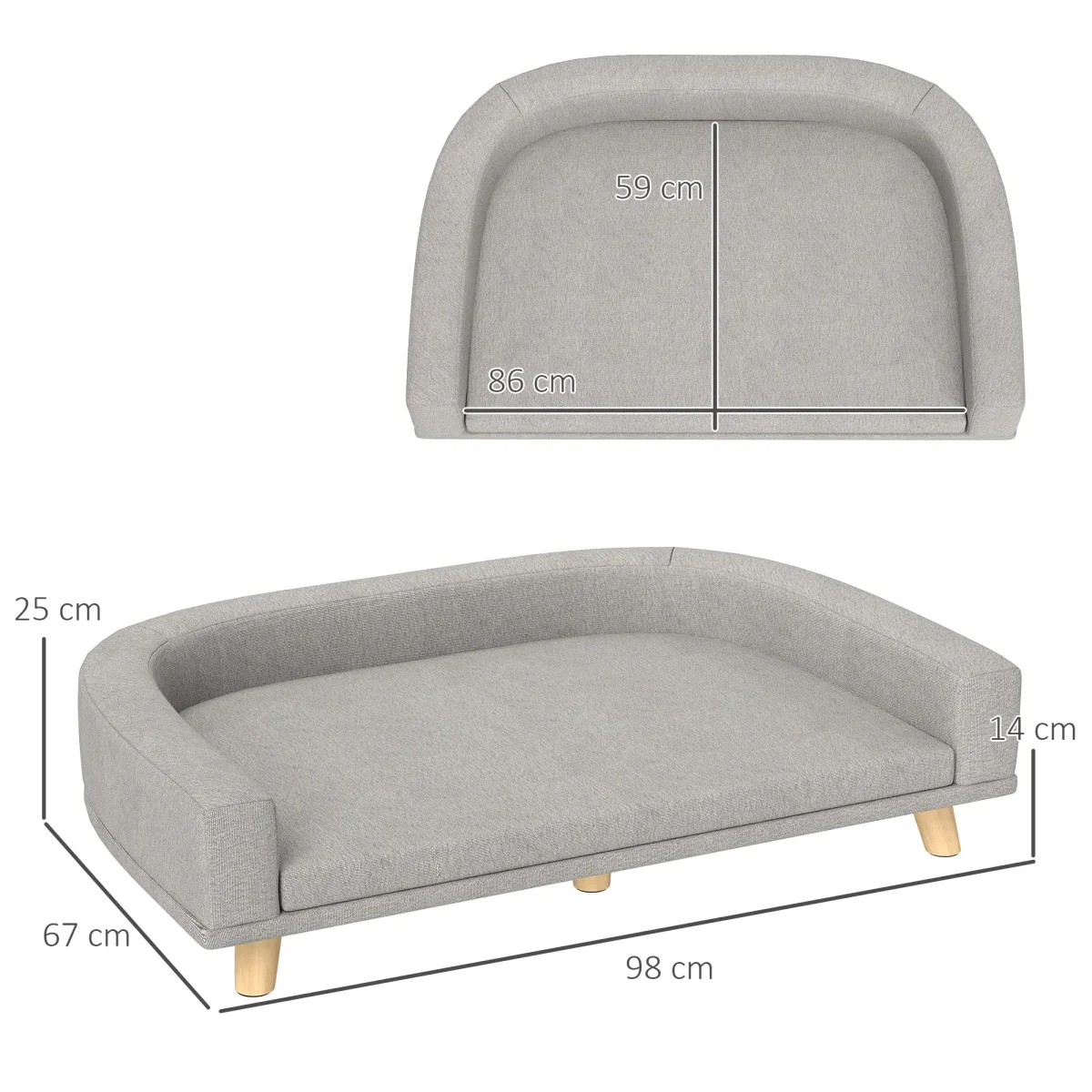 Диван за кучета PawHut за големи кучета до 30 кг, 98x67x25см - Image 3