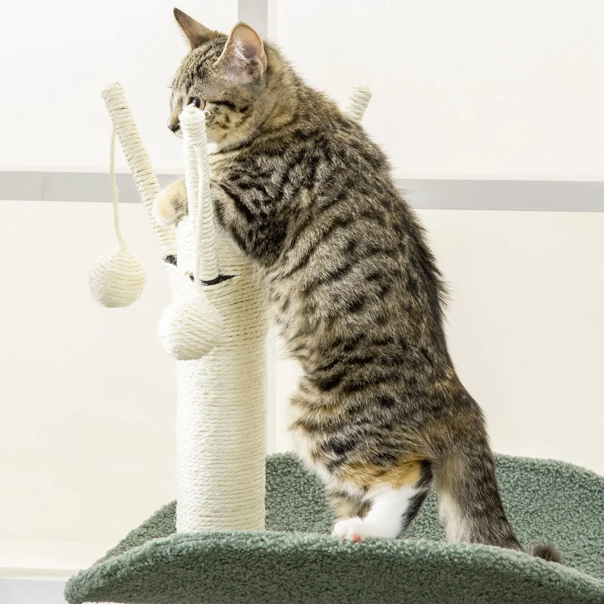 PawHut Дърво за котки, Две платформи, Шезлонг, Топка за игра - Image 6
