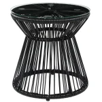 Outsunny Градинска маса от ратан, стъклен плот, PE ратан - Image 2