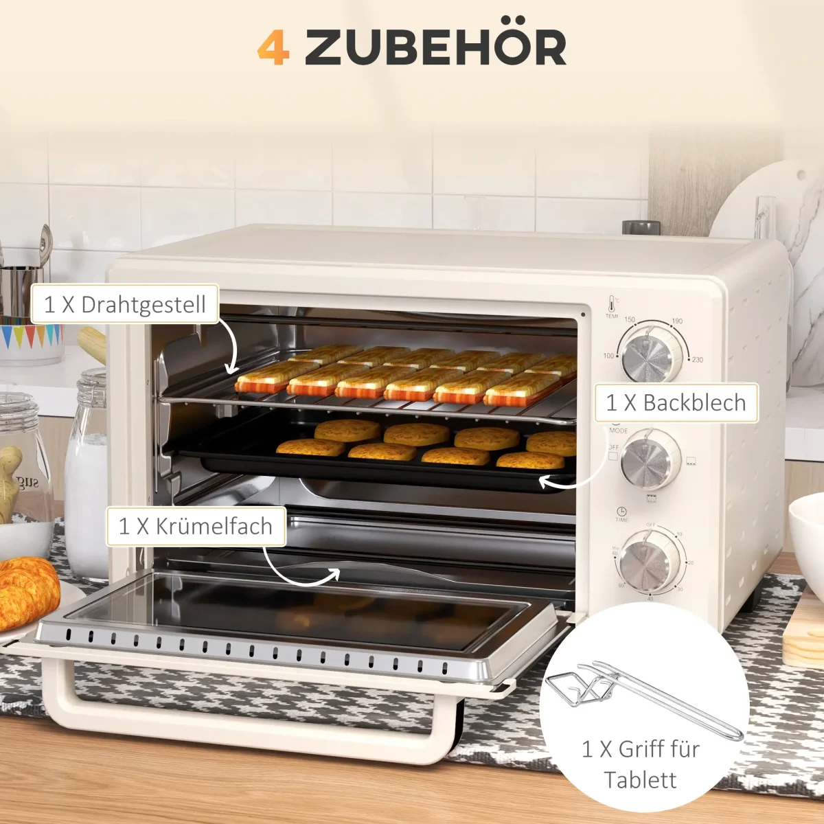 Мини фурна HOMCOM, 21л, 3 режима на готвене, 100°C-230°C - Image 6