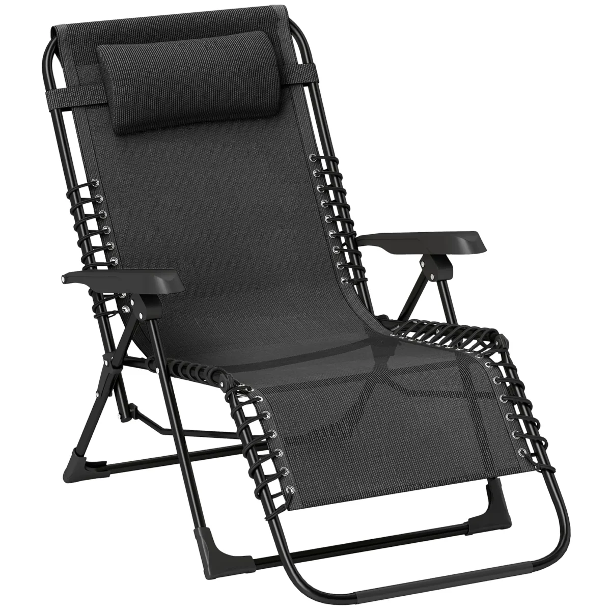 Сгъваем шезлонг Outsunny с облегалка за глава, до 120 кг - Image 1
