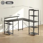 HOMCOM L-образно бюро със станция за зареждане - Image 3