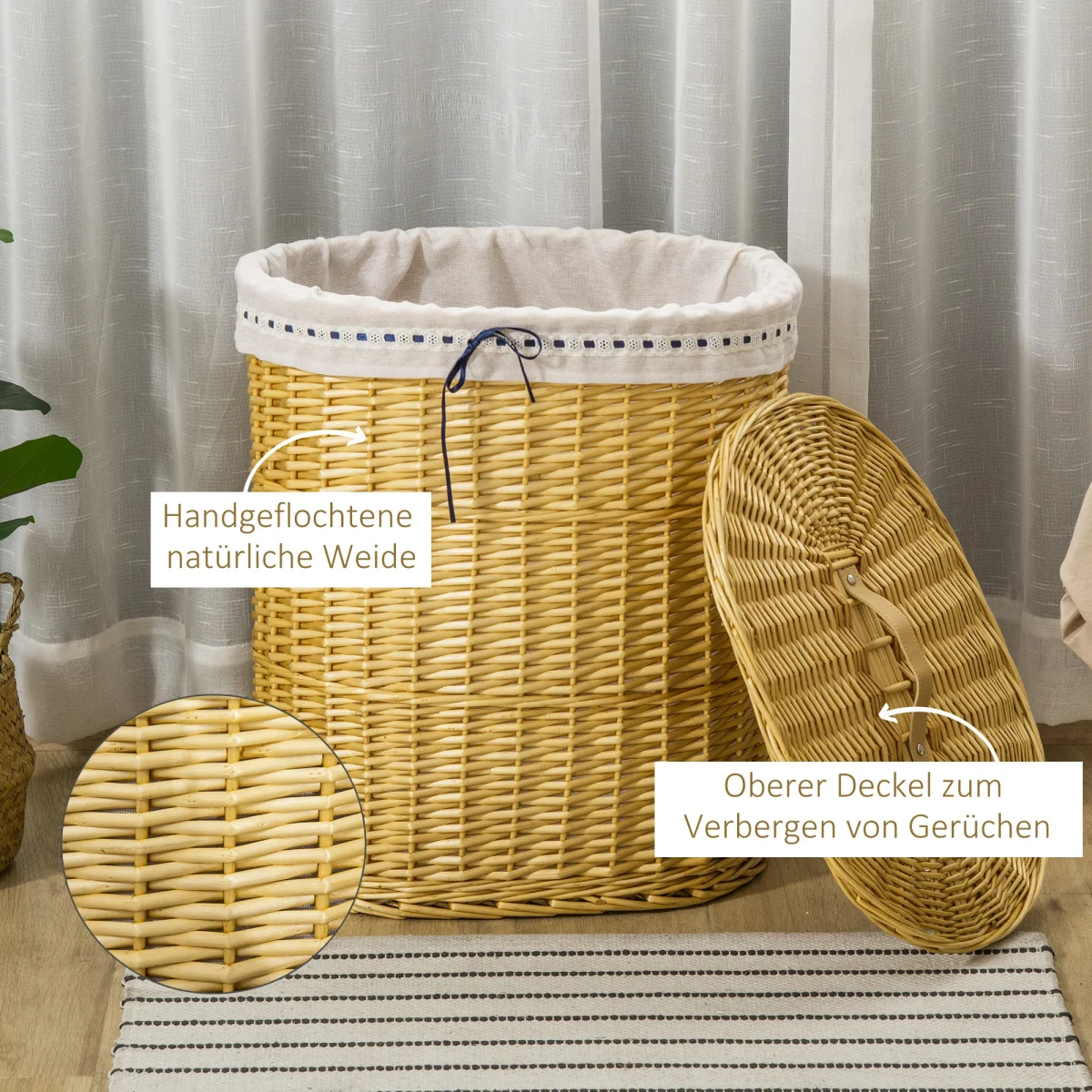 HOMCOM Кош за пране 100 л, 51 x 38 x 57 см - Image 5