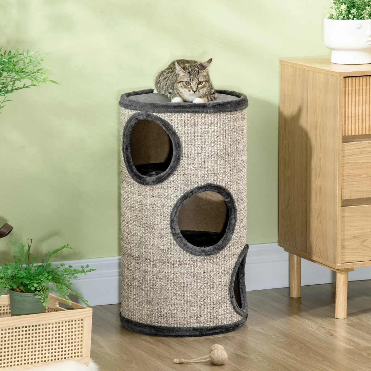 PawHut 3-етажна драскалка за котки с повърхност за драскане - Image 3